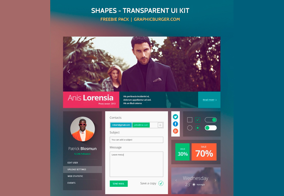 50 incredible freebies for web designers, February 2015 Shapes Transparent UI Kit
