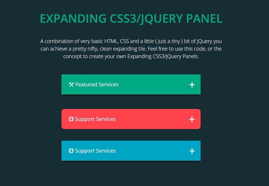 50 incredible freebies for web designers, February 2015 Expansing CSS3/JQuery Panel