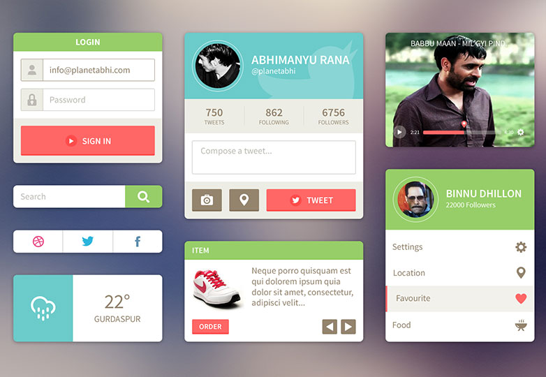 25+ flat UI kits for web designers 005