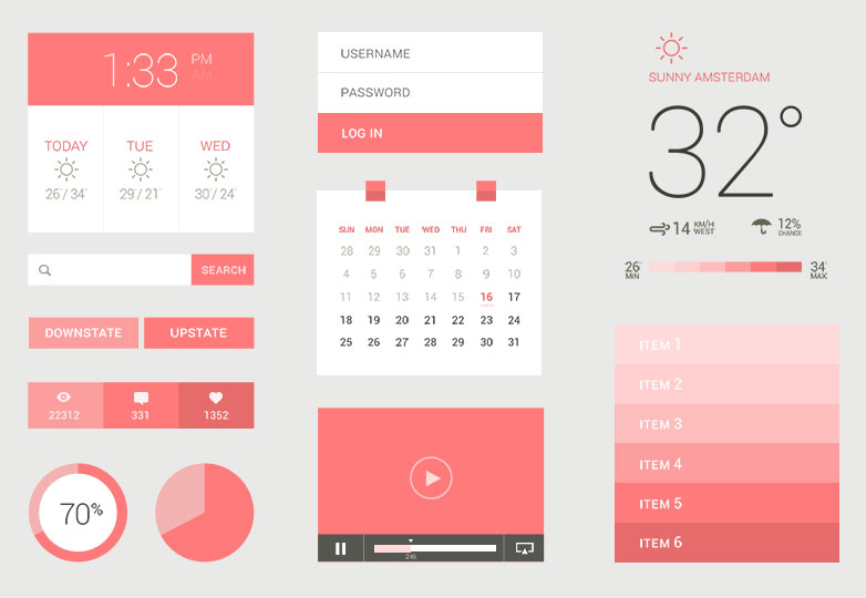 25+ flat UI kits for web designers 010