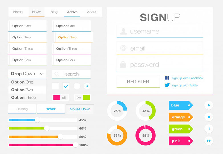 25+ flat UI kits for web designers 016