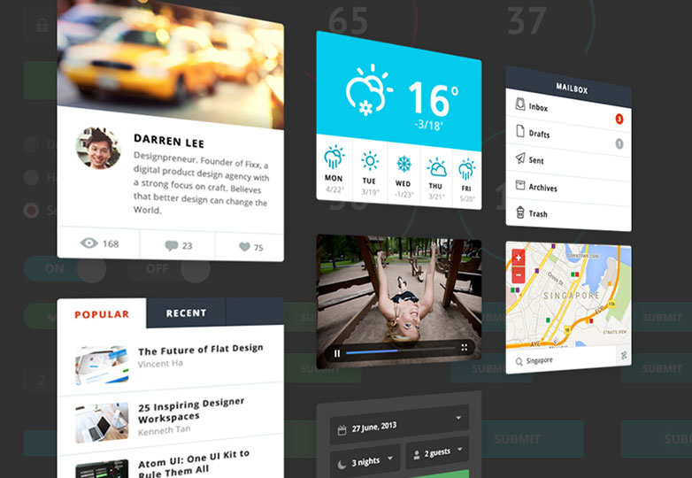 25+ flat UI kits for web designers 0at