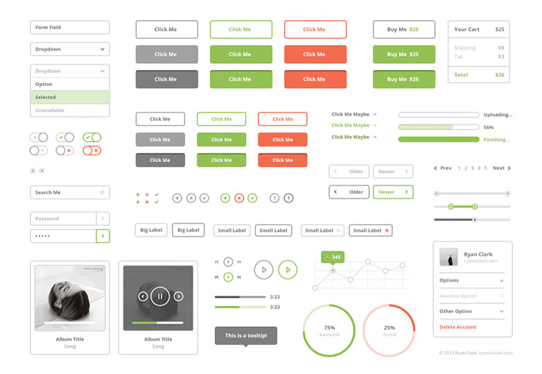 25+ flat UI kits for web designers 021