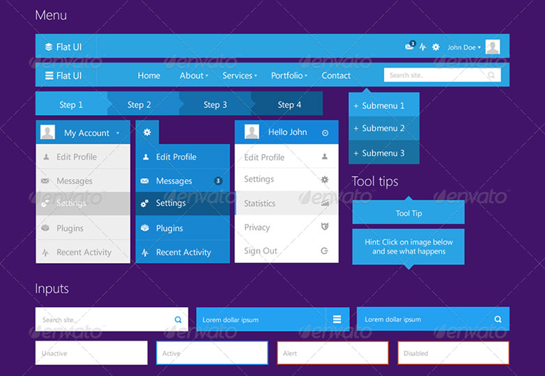 25+ flat UI kits for web designers 024