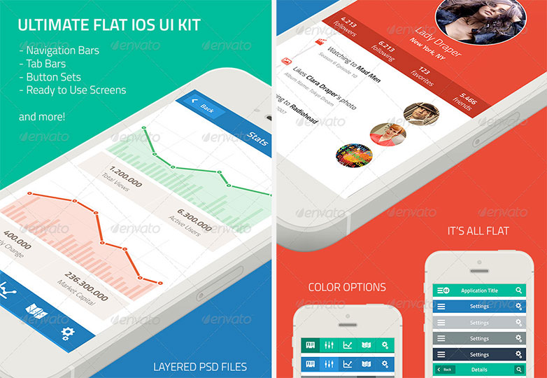 25+ flat UI kits for web designers 025
