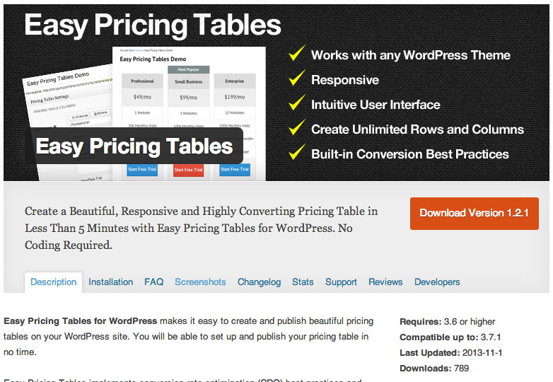 The best free WordPress plugins for November easy_pricing_tables