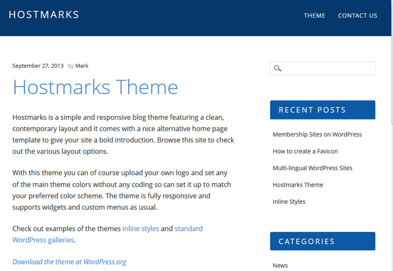 Our favorite free WordPress themes, October 2013 hostmarks