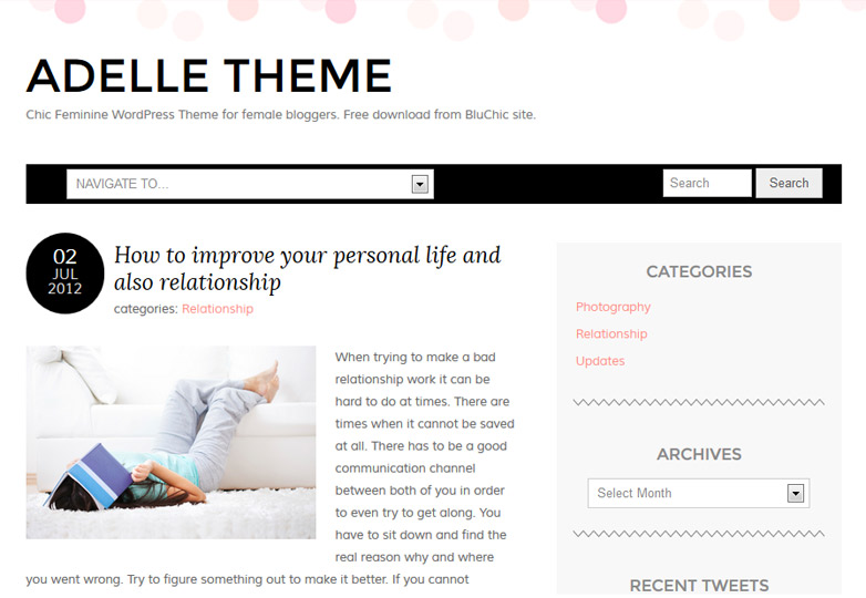 Our favorite free WordPress themes, October 2013 adelle