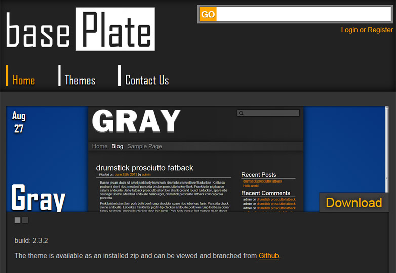 Our favorite free WordPress themes, October 2013 gray-base-plate