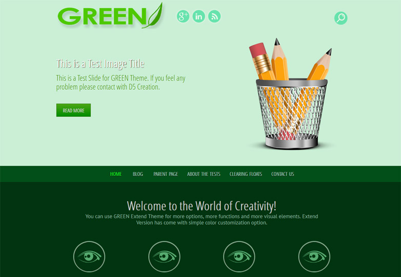Our favorite free WordPress themes, October 2013 green-eye