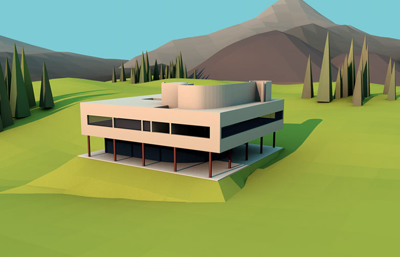 How to get the low-poly look villa_savoye