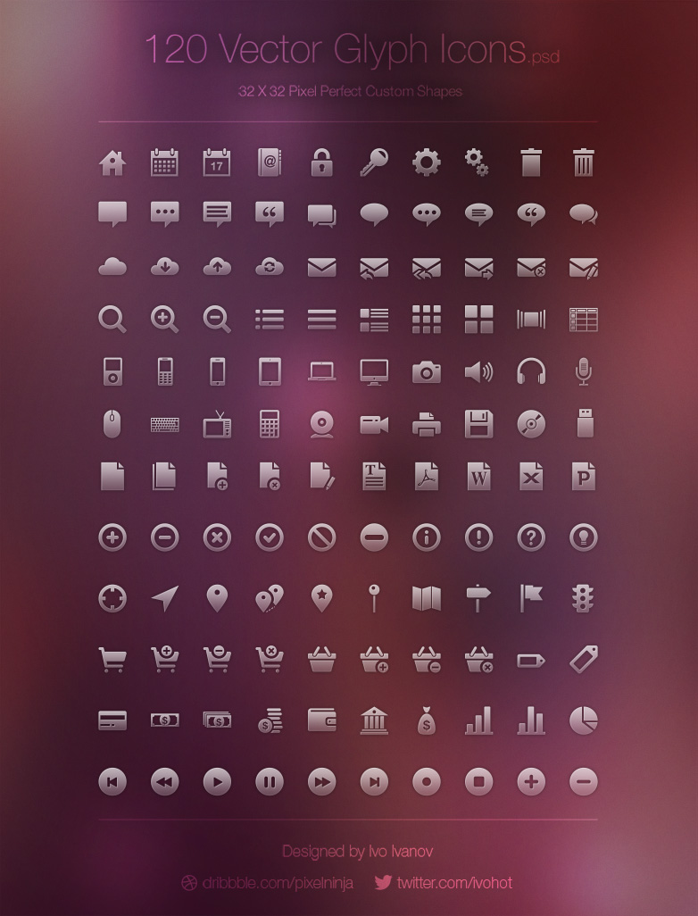 Free download: 120 vector glyph icons preview