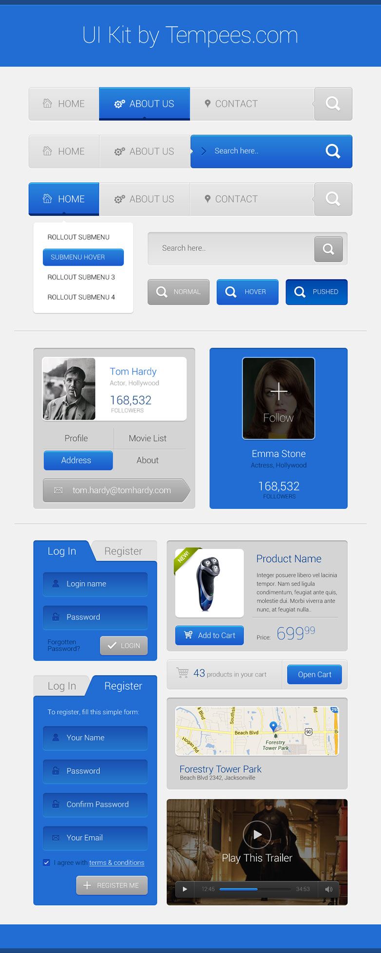 Free download: Flat / Skeuomorphic UI kit preview_standard