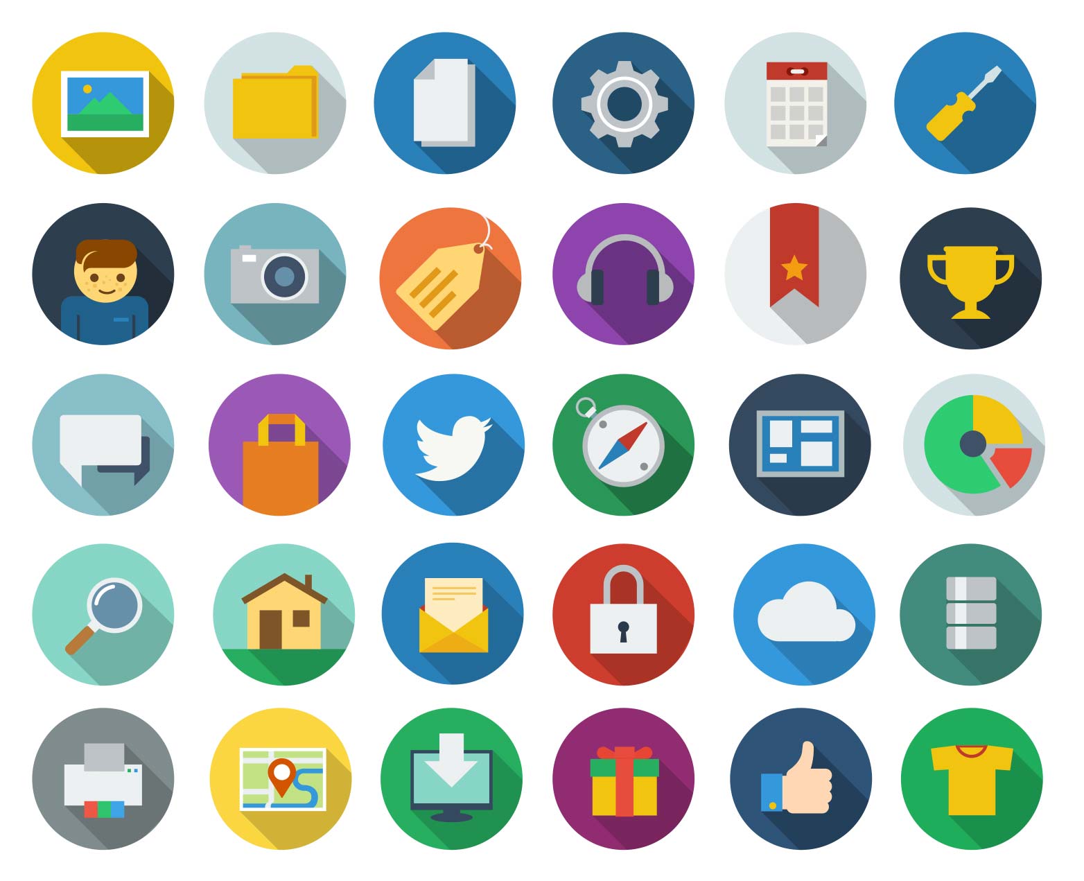 Free download: Modern long shadow icons ico_003
