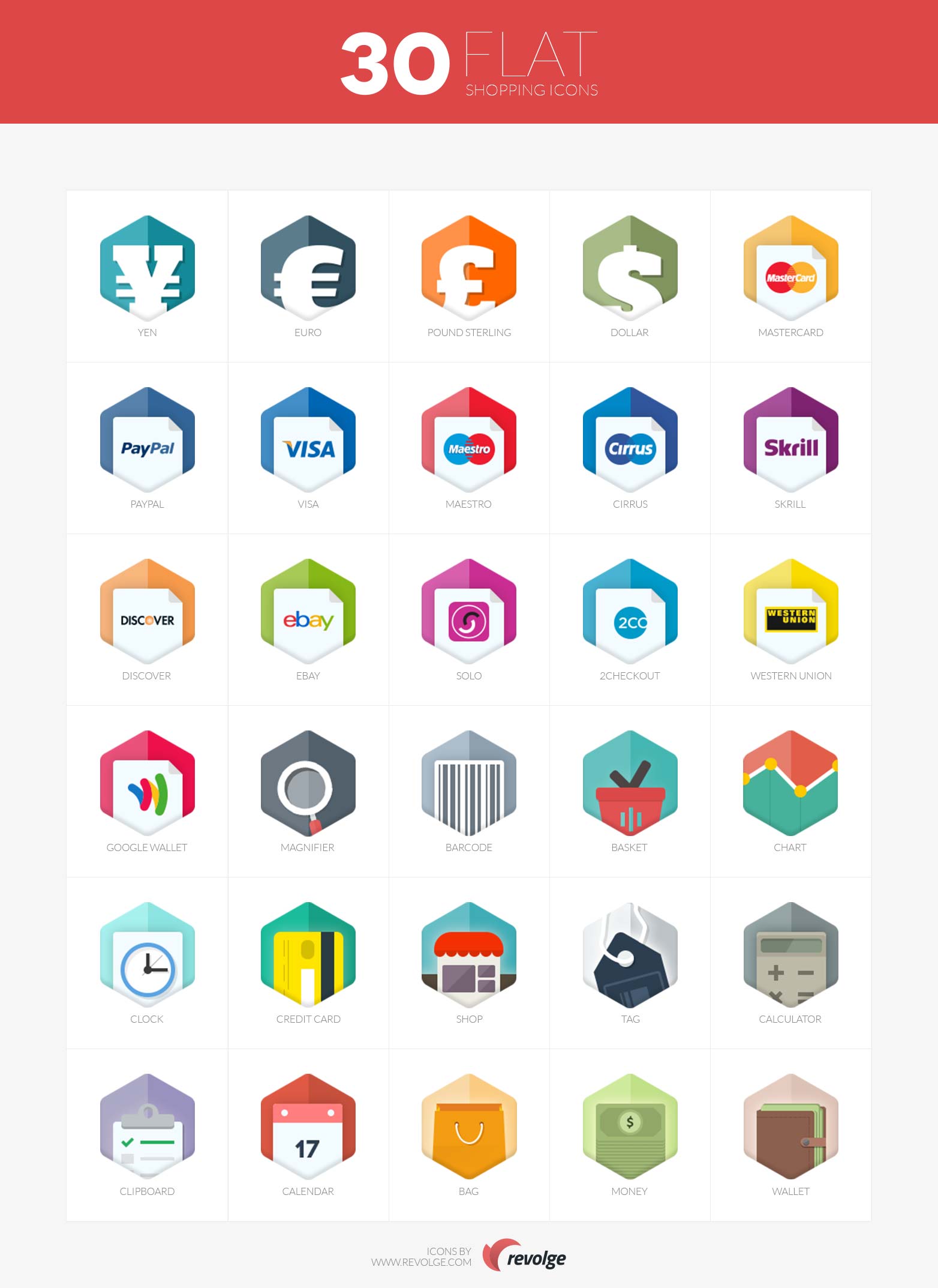 Free download: 30 flat shopping icons 30-flat-icons