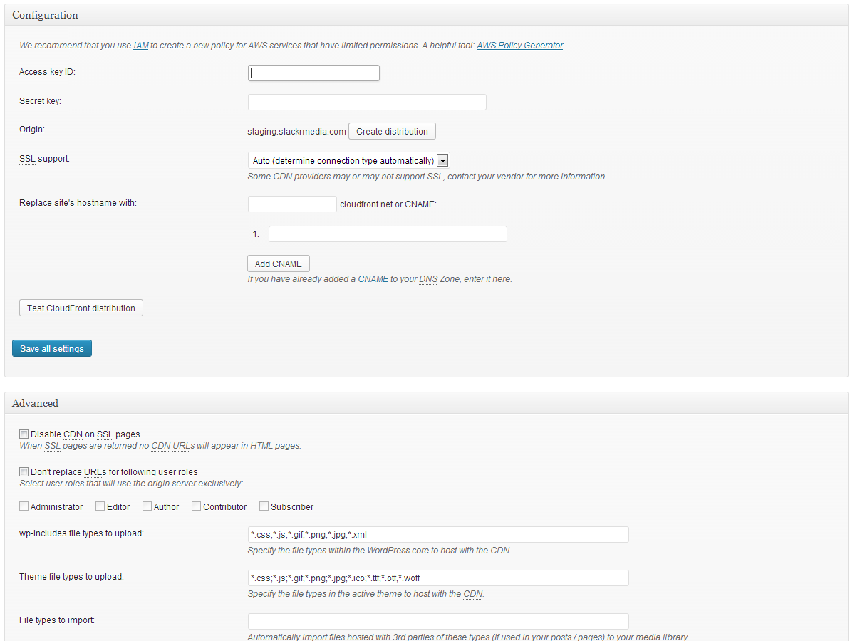 How to take WordPress to the cloud with Amazon S3 & CloudFront w3_total_cache_cdn_configuration