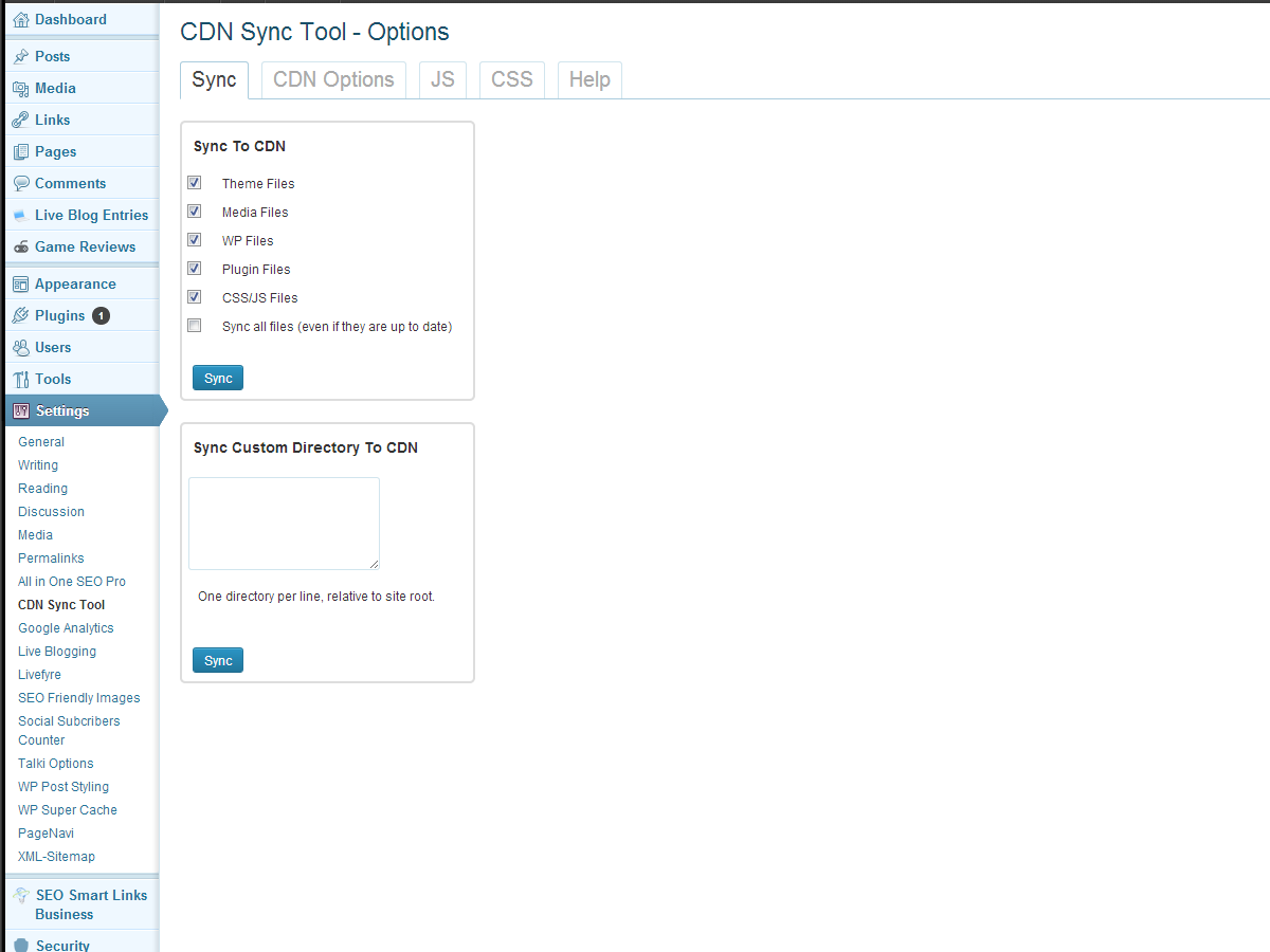 How to take WordPress to the cloud with Amazon S3 & CloudFront cdn_sync_tool_sync_options