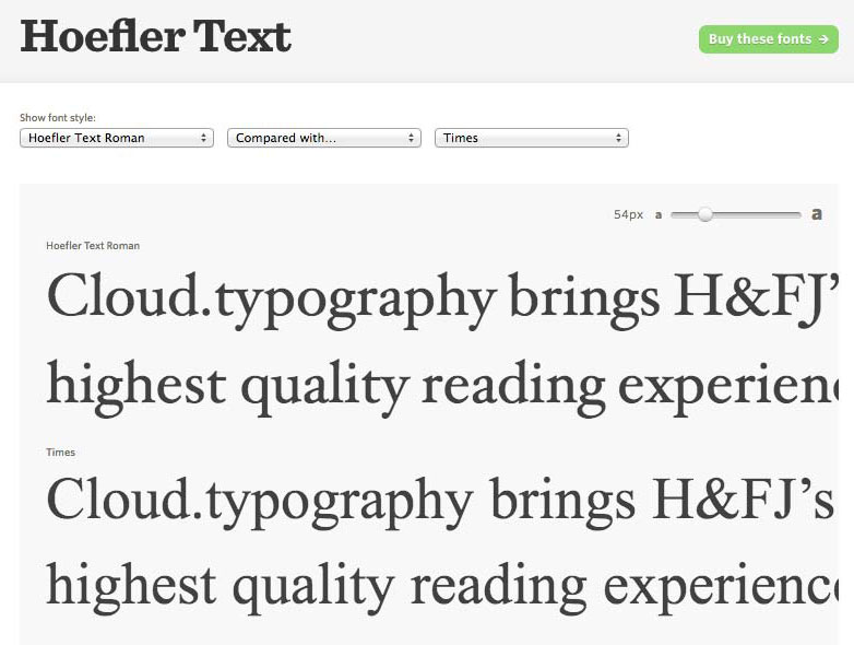 New webfont options from Cloud.typography compare