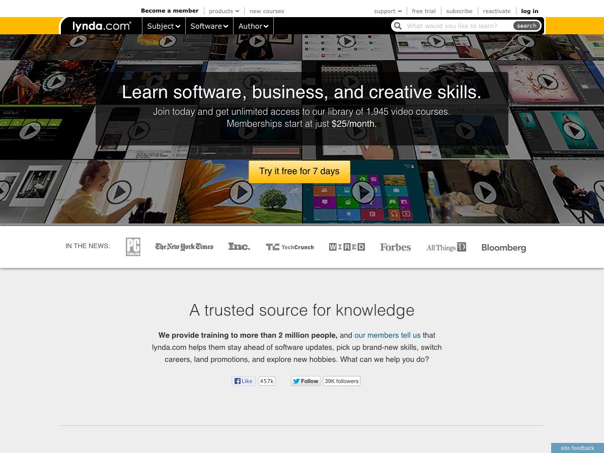 20+ resources for learning web design & development Lynda.com