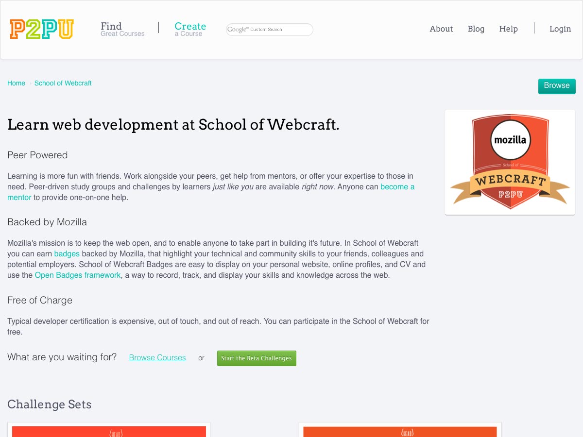 20+ resources for learning web design & development P2PU's School of Webcraft