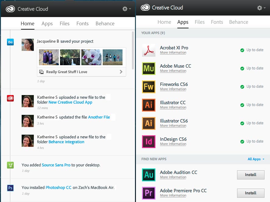 Major updates to Adobe Creative Cloud CC desktop app