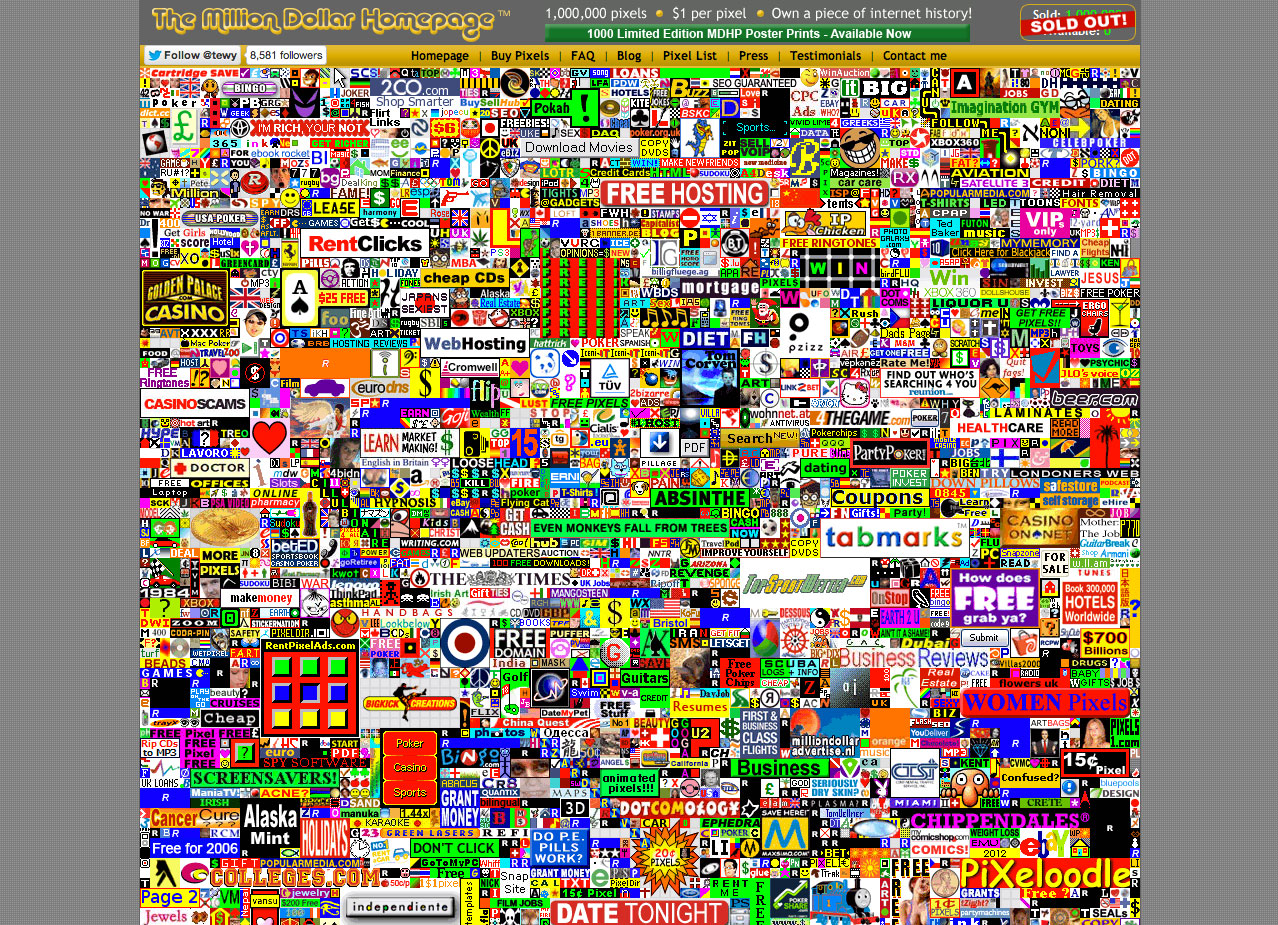 milliondollarhomepage The Million Dollar Homepage