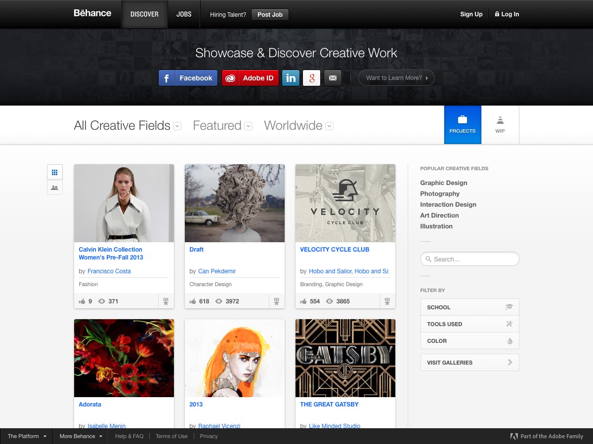A more social Adobe Creative Cloud behance