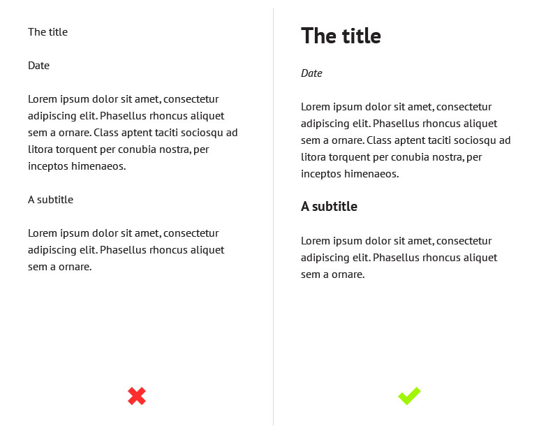 Do's and don'ts of typography hierarchy