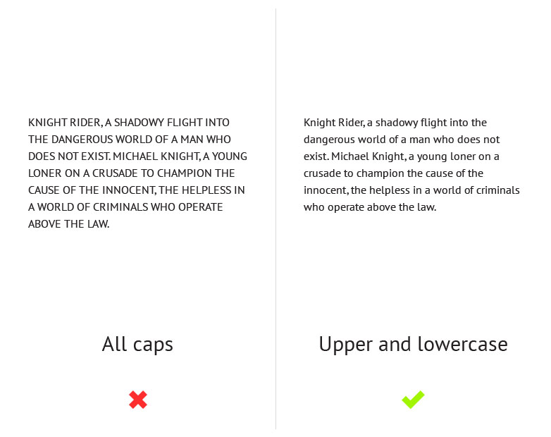 Do's and don'ts of typography all caps