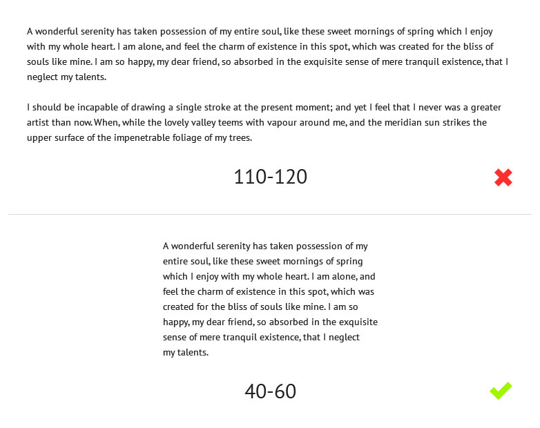 Do's and don'ts of typography characters per line