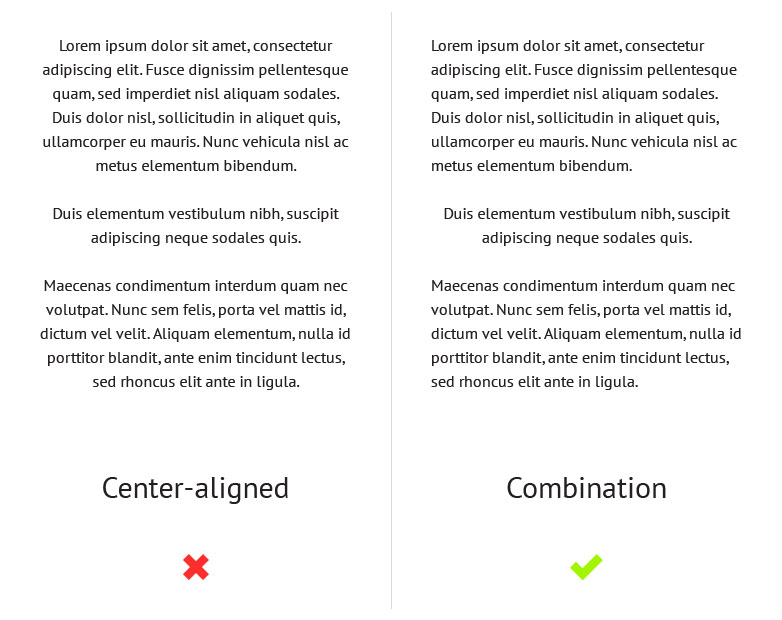 Do's and don'ts of typography centered text