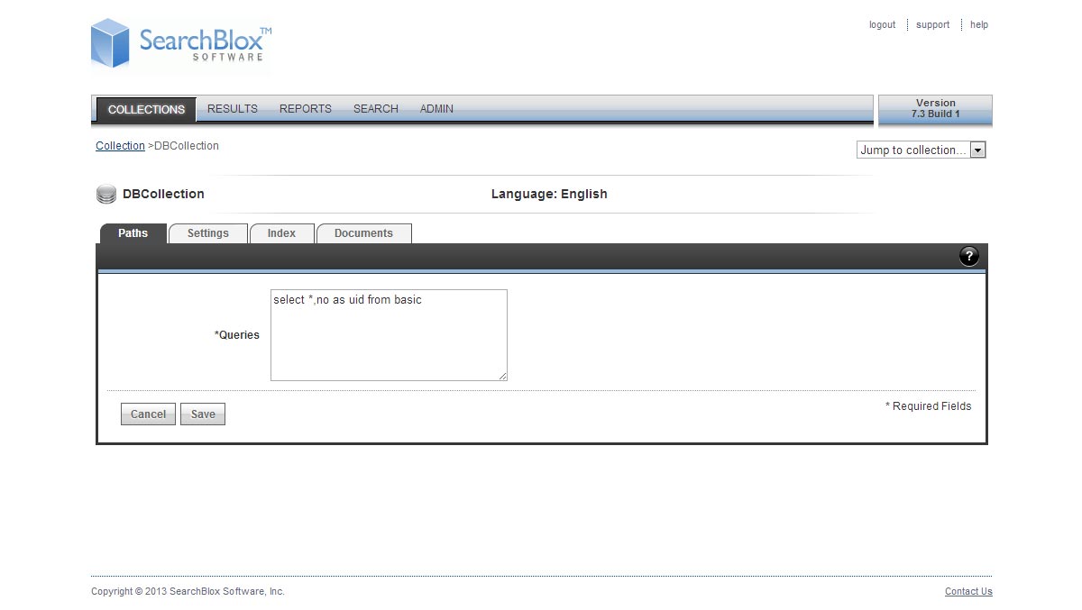 Database-Collection-path searchblox