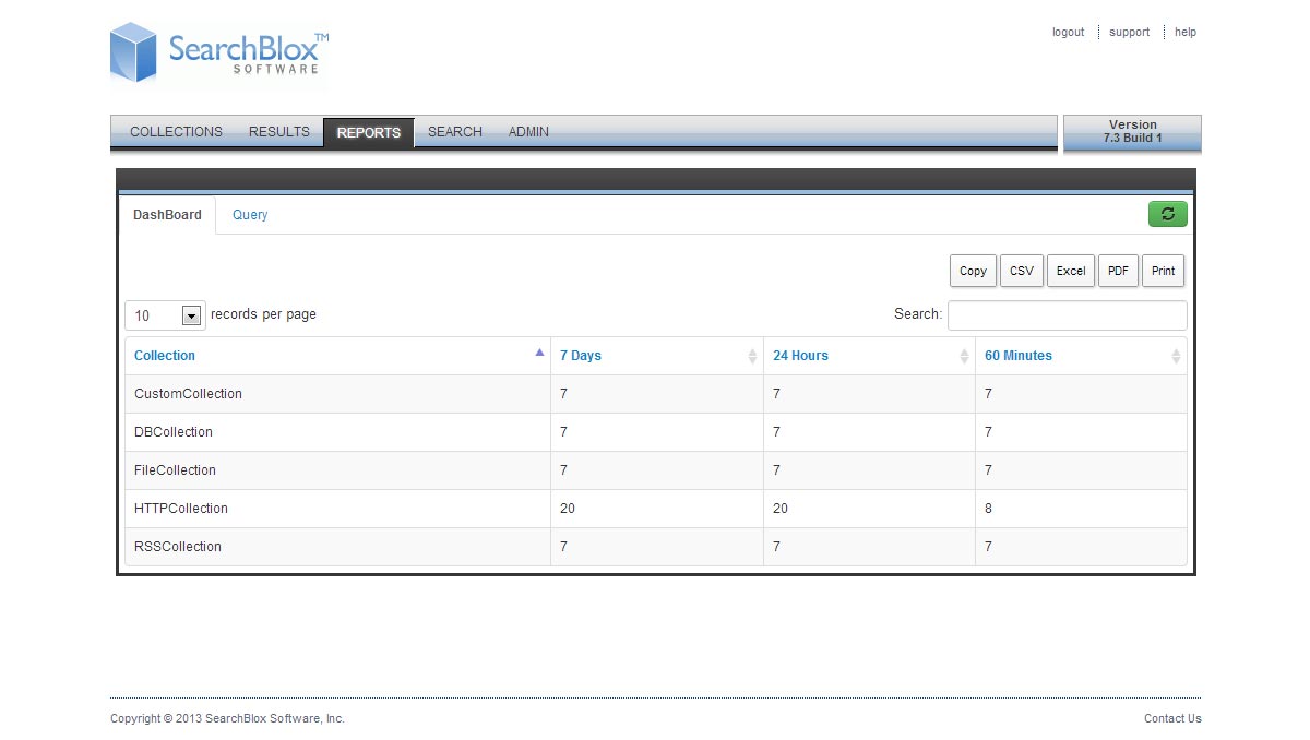 Reporting-Dashboard searchblox