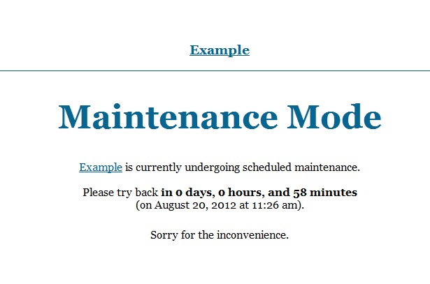 maintenance Maintenance mode