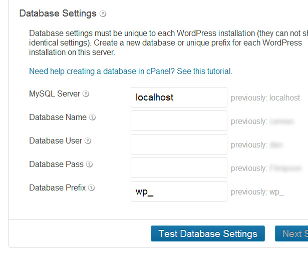 database-settings Database settings