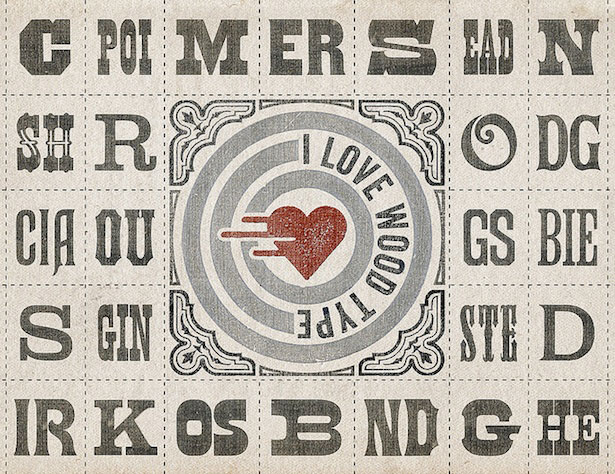 Print I love woodtype