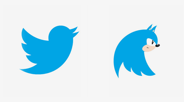 Twitter logo and Sonic variation twitter logo and sonic variation