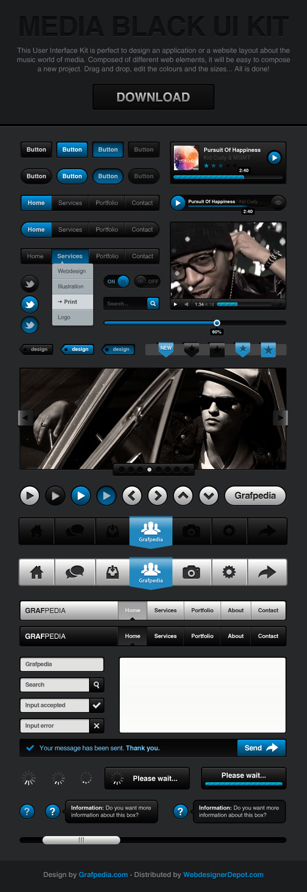 black-glossy-UI-Kit black glossy UI Kit