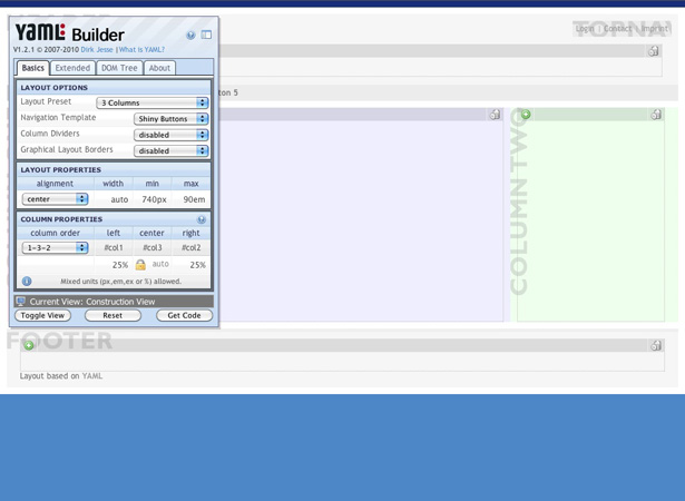 A tool for visual layout development of YAML based CSS layouts yaml