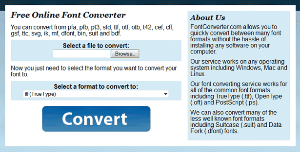An online font format converter An online font format converter