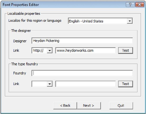 A font meta data editor A font meta data editor