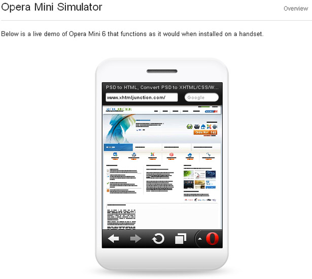8 Popular online apps to test the mobile version of your site Opera Mini Simulator