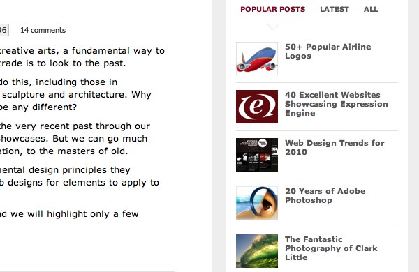 Why you have a broken blog and how to fix it Popular posts as shown on the Web Designer Depot