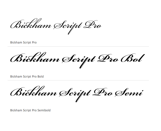 The most popular fonts used by designers bickhamscriptpro