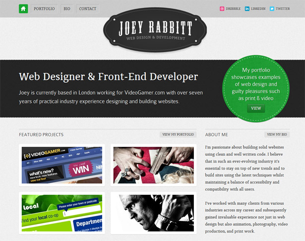 Characteristics of a modern portfolio site 13 53