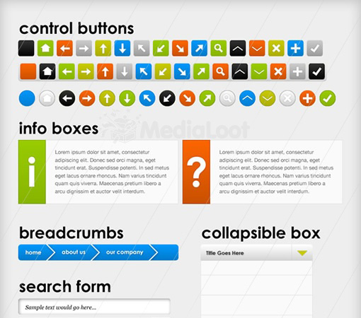 50+ PSD UI Web design elements massiveui