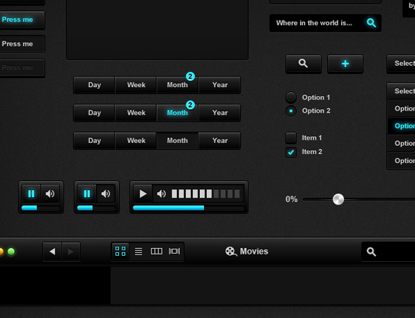 50+ PSD UI Web design elements blackuikit