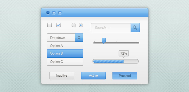 50+ PSD UI Web design elements blueandwhite