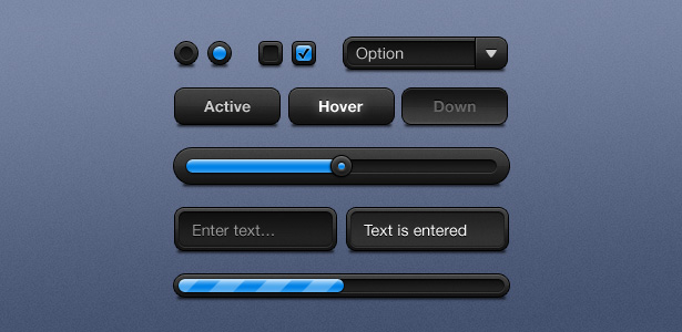 50+ PSD UI Web design elements blackui