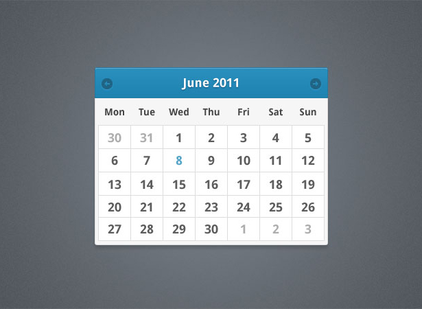 50+ PSD UI Web design elements calendarwidget